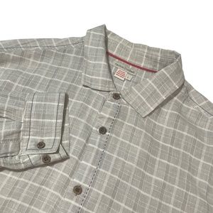 Carbon 2 Cobalt Large Linen‎ Cotton Gray Plaid Wooden Buttons Pockets